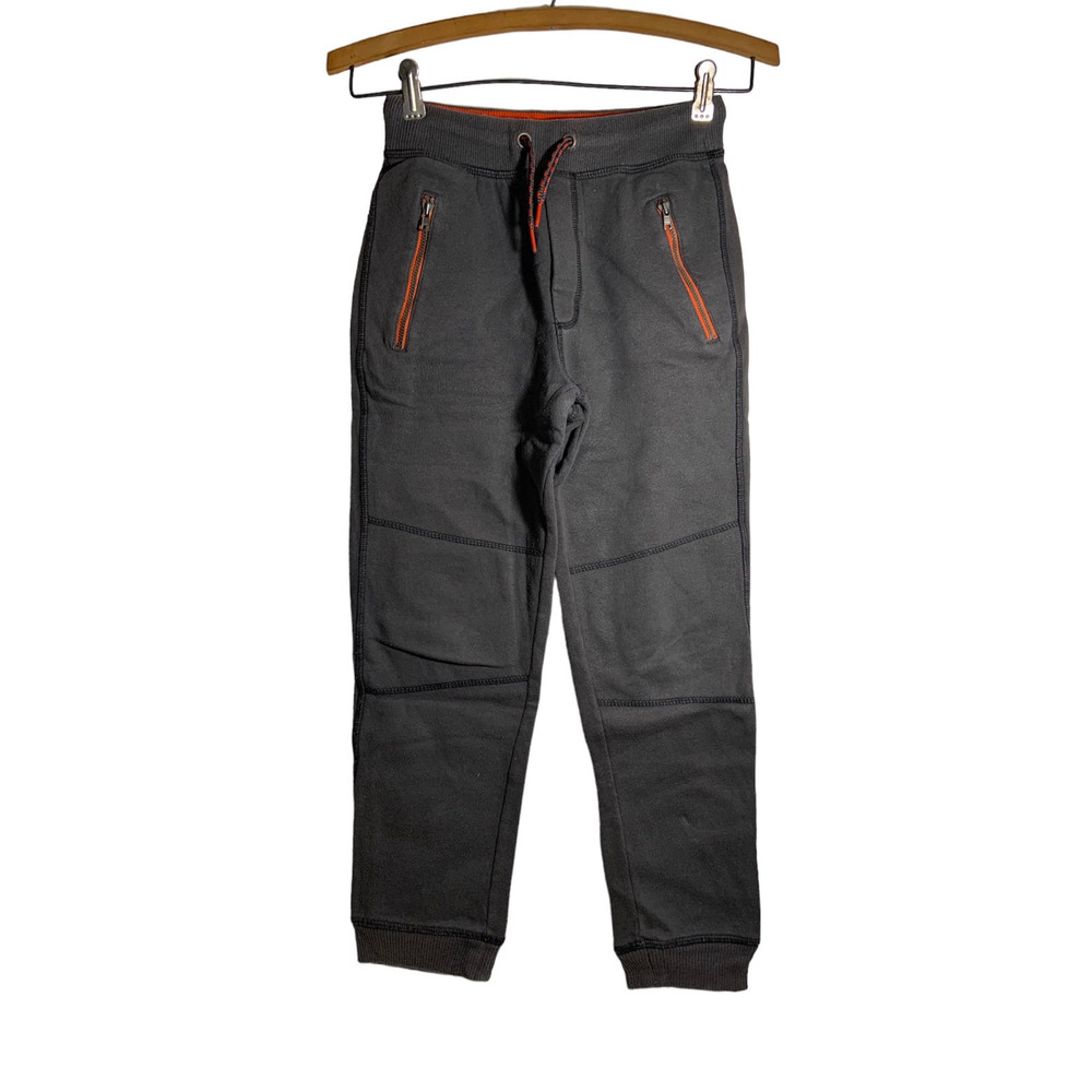 Boys Gap Kids Drawstring Jogger Sweatpants Gray and Orange Size L